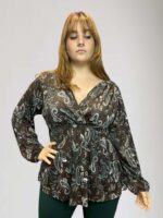 Μπλούζα εμπριμέ με λαχούρια