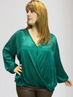 Μπλούζα σατέν κρουαζέ Plus size