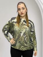 Πλεκτή μπλούζα με χρυσή κλωστή one size