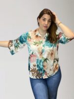 Σατέν εμπριμέ πουκάμισο Οne size