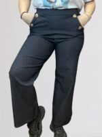 Παντελόνα τύπου jean μαύρη με κουμπιά