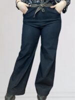 Παντελόνα τύπου jean μαύρη με ζώνη - Image 3