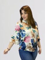 Σατέν εμπριμέ πουκάμισο Οne size