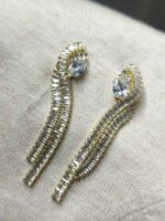 Μακριά Χρυσά Σκουλαρίκια με Κρύσταλλα & Σταγόνα  925