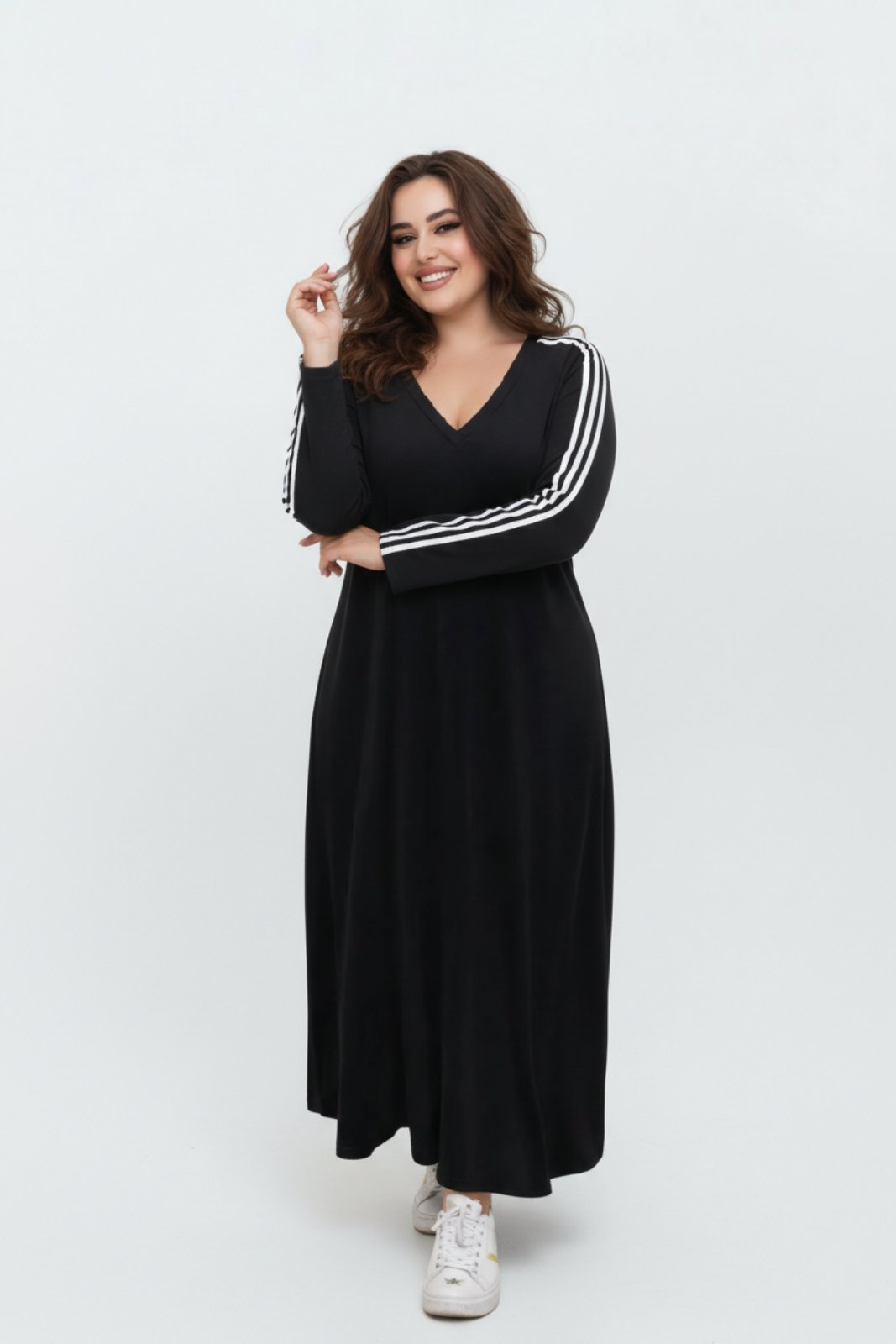Plus size Φόρεμα με ρίγα