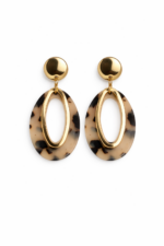 Golden Tortoise Oval Earrings - Image 2