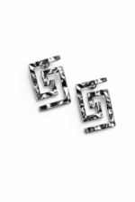 Silver Meander Statement Earrings - Image 2