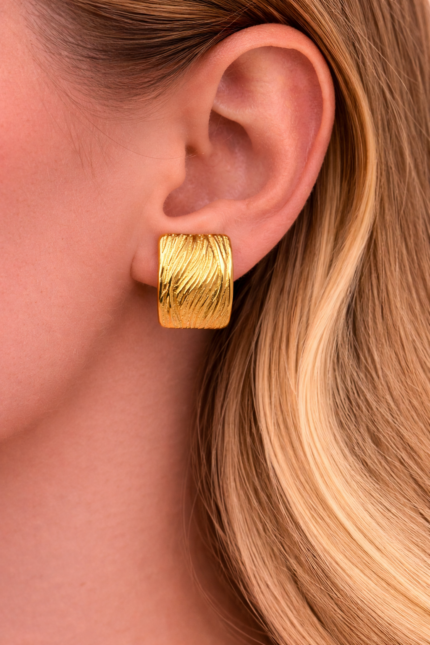 Golden Wave Textured Earrings