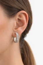 Silver Baguette Glow Hoops