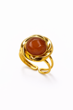 Δαχτυλίδι ρυθμιζόμενο με πέτρα σε αποχρώσεις καφε - Image 2