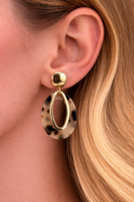 Golden Tortoise Oval Earrings