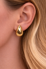 Gold Drop Curve Earrings
