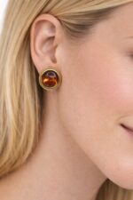 Golden Amber Vintage Studs