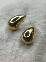 Gold Drop Curve Earrings - Image 2