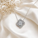 Silver Crystal Square Pendant Necklace