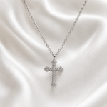Classic Silver Crystal Cross Necklace