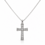 Radiant Silver Crystal Cross Necklace
