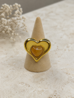 Golden Heart Steel Ring