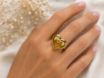 Golden Heart Steel Ring - Image 2