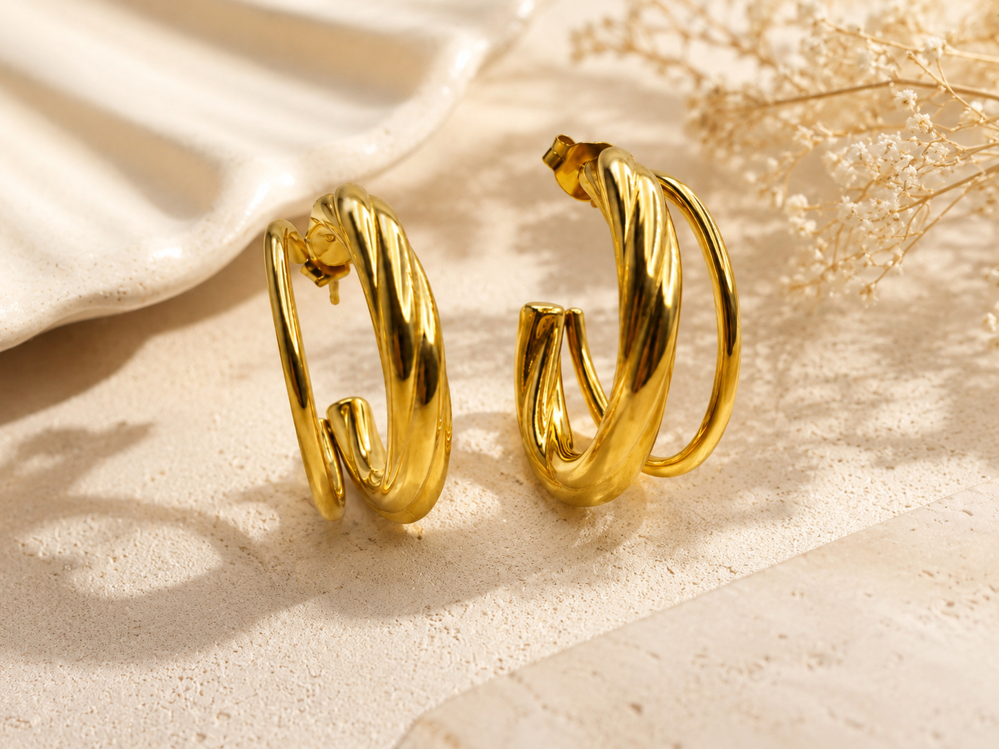 Golden Twist Hoop Earrings