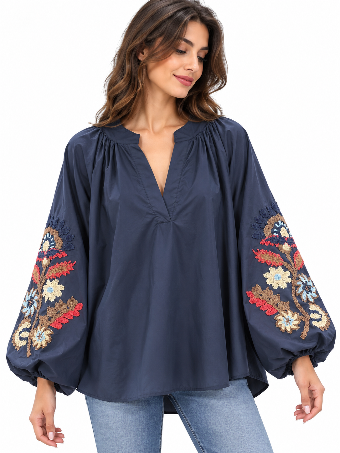 Boho Bloom Blouse Μπλε