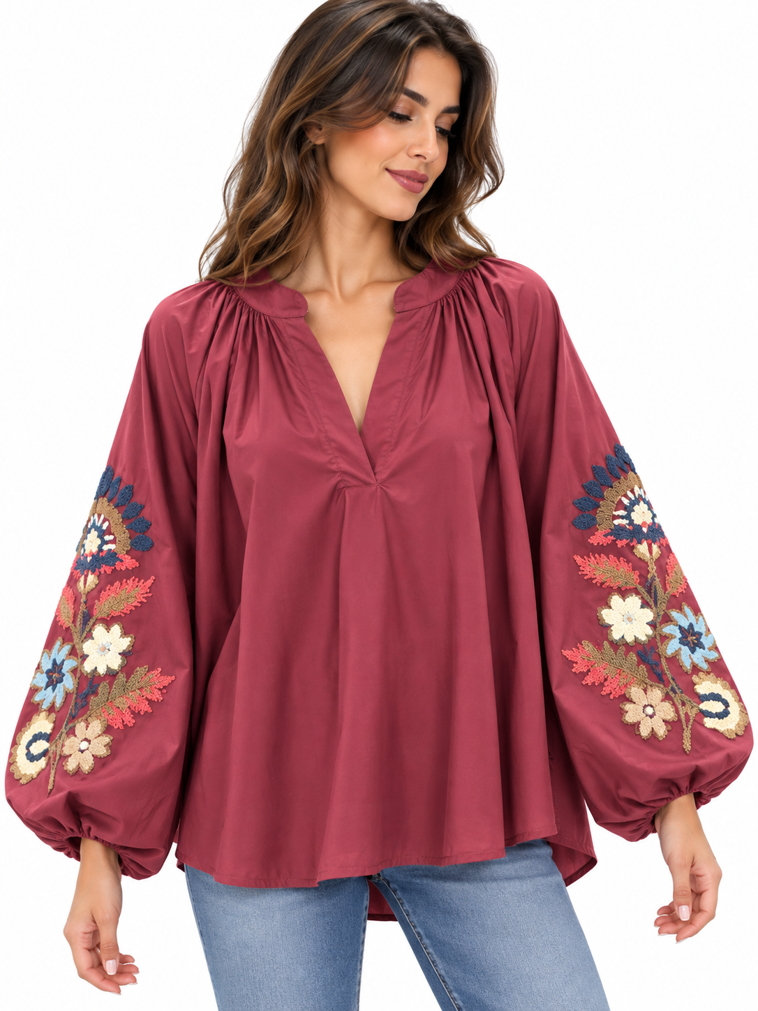 Boho Bloom Blouse μπορντό
