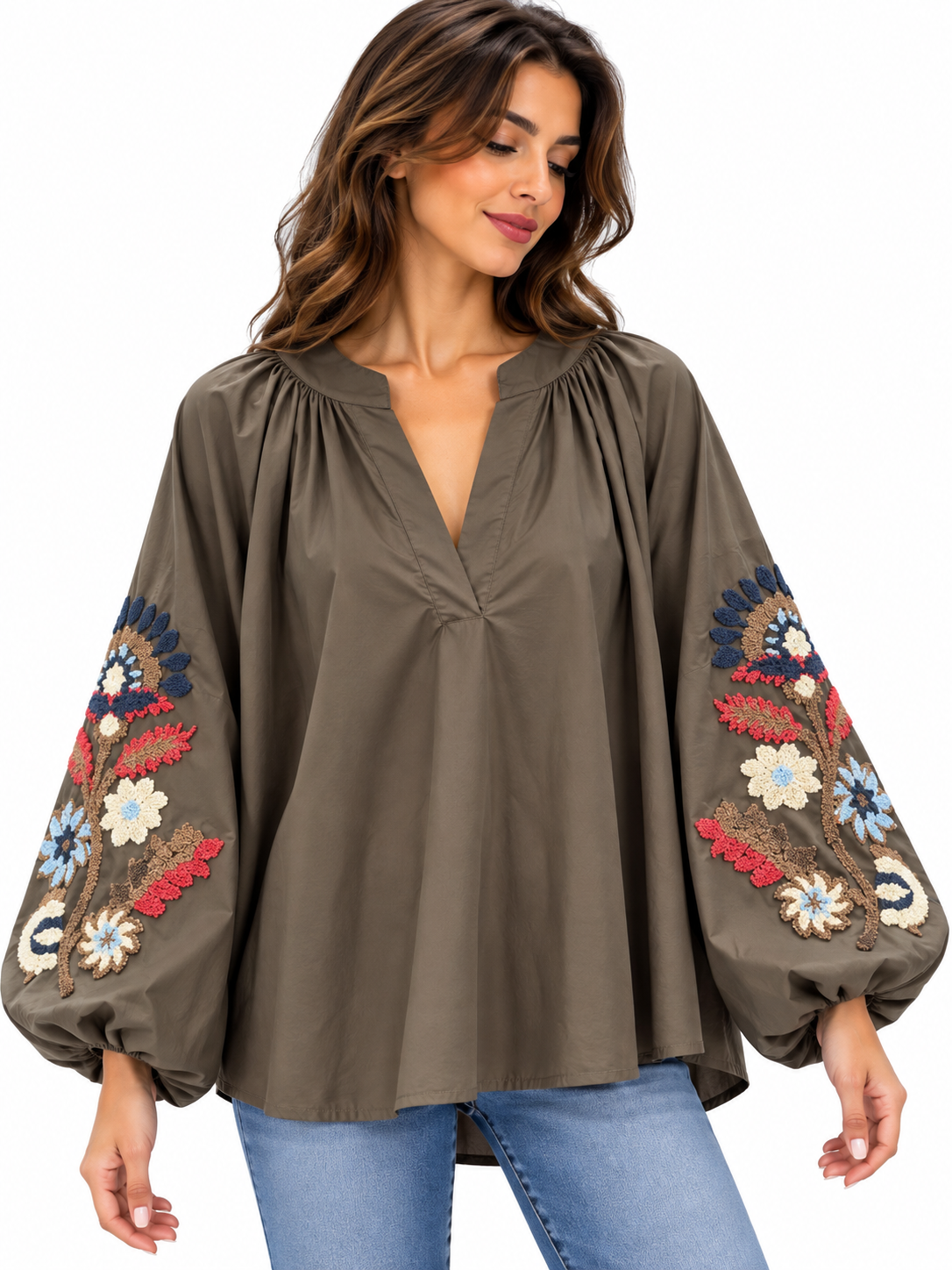 Boho Bloom Blouse Καφέ