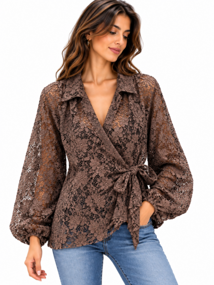 Chocolat Amélie Lace Blouse Brown