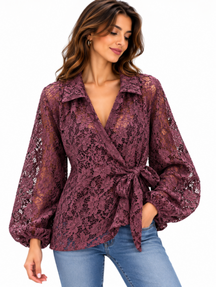 Bordeaux Amélie Lace Blouse