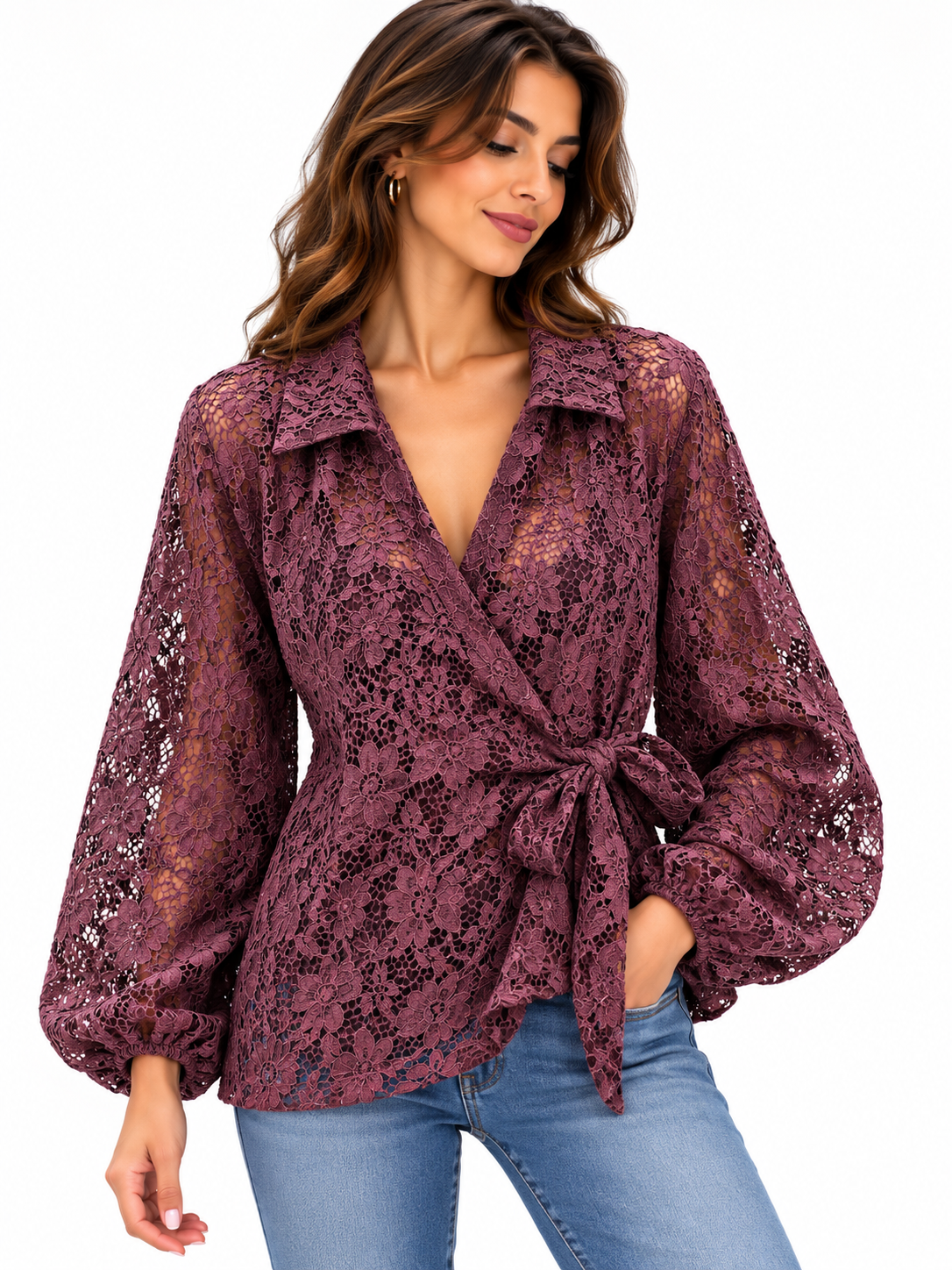 Bordeaux Amélie Lace Blouse